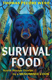 Book cover with black bear coming out of the woods, painted effect