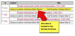 Screenshot image of an Archives Catalog (ArCat) record.
