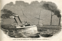 Engraving of the collision between the Atlantic and the Ogsdenburg.