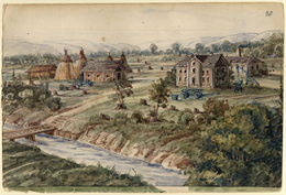 Hölzlhuber’s painting of the Schultz farm near Stevens Point.