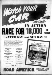 Full page “Watch Your Car” advertisement leaned heavily into the stock car appeal promoted by NASCAR.