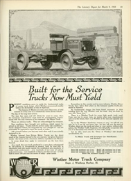 Truck advertisement. Headline says, 'Built for the Service - Trucks Now Must Yield.'