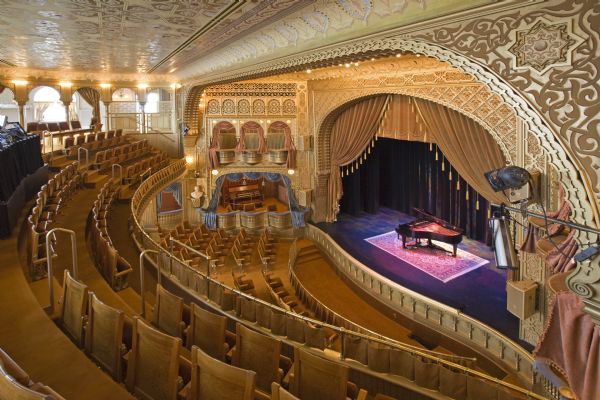 Wide view of the Mabel Tainter opera house