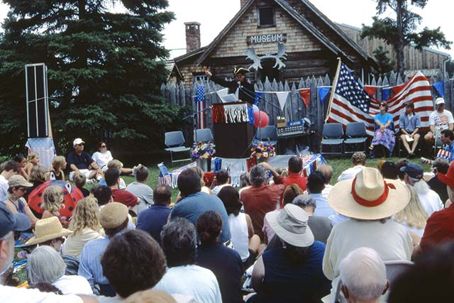 Madeline Island residents and visitors congregate at Madeline Island Museum for Fourth of July festivities.