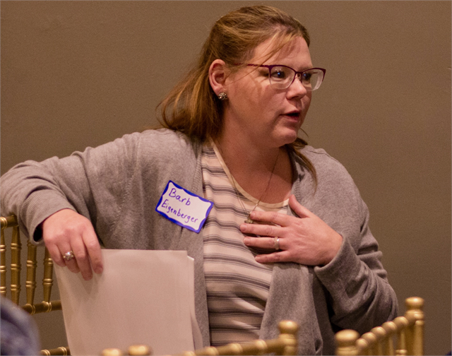 A guest shares her thoughts during a discussion at the Society's March 13, 2019 "Share Your Voice" new museum public listening session in Waukesha.