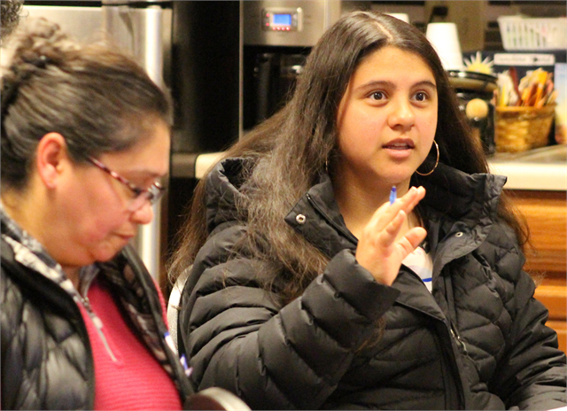A young girl offers her perspective on new museum concept exhibits during the Wisconsin Historical Society's "Share Your Voice" multicultural listening session for the Latinx community May 8, 2019 in Fitchburg.