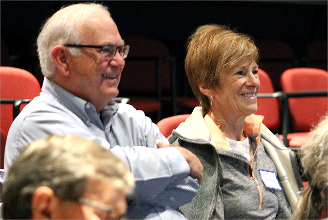 Guests enjoy a laugh while discussing ideas during the Society's "Share Your Voice" new museum listening session May 9, 2019 in Hudson.