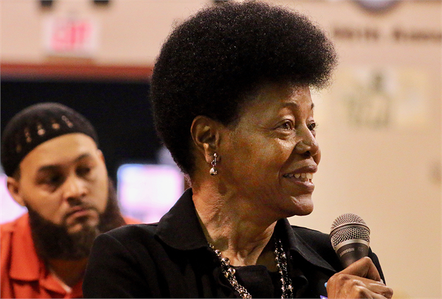 Rita Cox makes a comment during the Wisconsin Historical Society's "Share Your Voice" new museum listening session for the African American community of Milwaukee County May 14, 2019 at the Wisconsin Black Historical Society in Milwaukee.