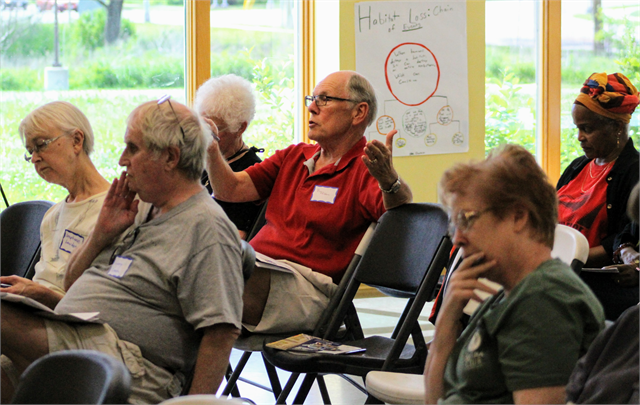 A guest makes a comment during the Wisconsin Historical Society's "Share Your Voice" new museum listening session June 8, 2019 at the Badger Rock Neighborhood Center on the South Side of Madison.