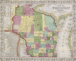 1854 Wisconsin state map.
