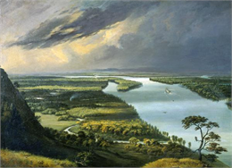 A painting of the Mississippi River valley where the battle occurred.
