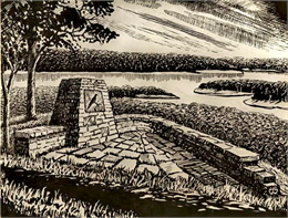 Sketch of monument in Wyalusing State Park.