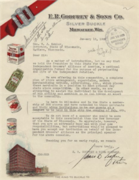 This letterhead highlights examples of the company's packaged goods.