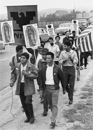 Members of Obreros Unidos (United Workers) march from Wautoma to Madison on Highway 21 to petition lawmakers to hold farms and food industry corporations accountable for better working conditions for migrant farm workers.