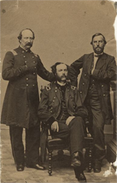 Three civil war leaders in full uniform.