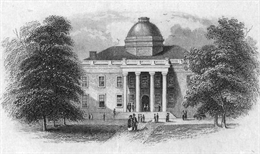 An engraving of the second Wisconsin State Capitol (the first built in Madison).