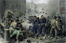 Attack on Massachusetts troops in April, 1861.