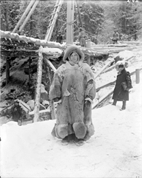 Portrait of of a Russian woman wearing heavy furs.