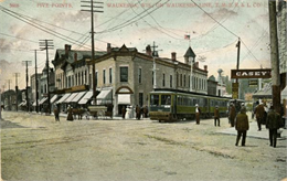 View of downtown Waukesha at Five Points.