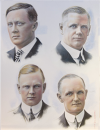 An image containing portraits of the four founders of Harley-Davidson. They are clock-wise from upper left: William S. Harley, William A. Davidson, Walter Davidson Sr., Arthur Davidson.