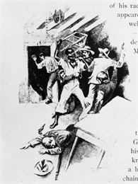 Artist's interpretation of the capture of Joshua Glover from book illustration.