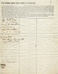 A page of the Cordelia Harvey's petition to president Abraham Lincoln