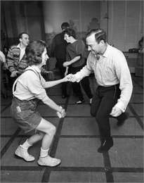 Skiers dance and twist in the Northland hotel dining room.