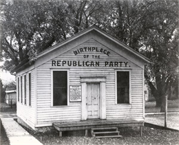 Exterior view of the birthplace of the Republican Party, located on the Republican House grounds.