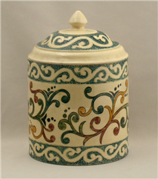 Hand-painted jar manufactured by Pauline Pottery