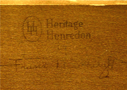 Heritage Henredon Industries trademark and facsimile of Frank Lloyd Wright