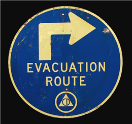 Atomic age evacuation route sign