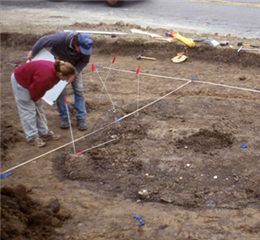 Archaeologists examine at the Sheard Roate Site