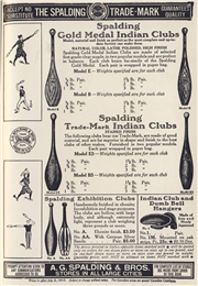 Advertisement for Spalding Indian Clubs