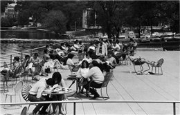 Students lounge on the Terrace