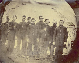 The men in this tintype image were among 500 soldiers taken prisoner at Brentwood on March 25, 1863 and sent to Richmond.