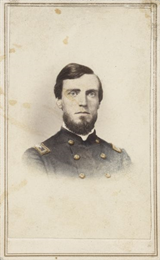 Hand-colored, vignetted carte-de-visite portrait of Reverend Samuel Fellows, 49th Wisconsin Infantry.