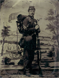 A portrait of an unidentified Civil War soldier.