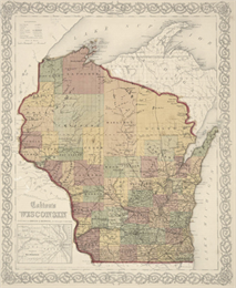 Historic map of the state of Wisconsin.