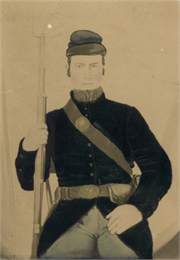 Illustration of Frederick Mero of Company E, 25th Wisconsin Infantry.