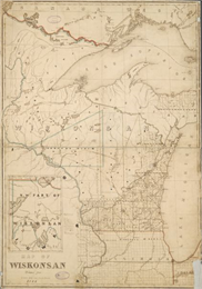 Map of Wisconsin including Lakes Michigan and Superior.