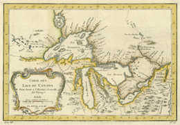 Very early map showing all of the Great Lakes.