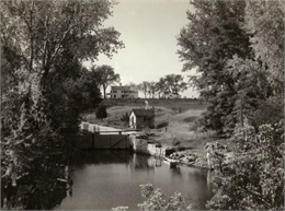 A view of the Portage Canal and lock.