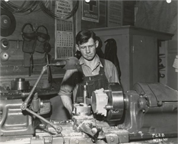 Henry Schmidt, an employee of the Plastics Division of the Consolidated Paper Company, during World War II.