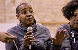 A woman offers her thoughts during the "Share Your Voice" multicultural listening session May 14, 2019 in Milwaukee. “I think Milwaukee is a best-kept secret,” said the woman, who moved to the city from New York to be near her son.
