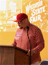 Beloit native Rob Franklin (aka Rob Dz) helps celebrate the Juneteenth holiday by performing a spoken word piece at the Wisconsin Historical Society's new museum multicultural listening session June 19, 2019 at the Beloit Historical Society.