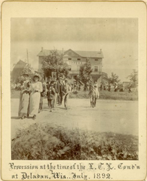 Procession of children and adults at the second convention of the Wisconsin Loyal Temperance League