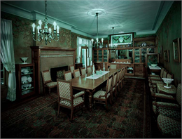 A "spooky" photo of the dining room at Black Point Estate & Gardens