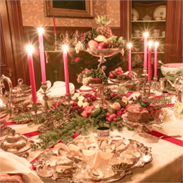 Christmas tea meal set on dinning room table