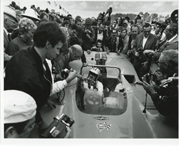 Denis Hulme and his McLaren M8A powered by a 7-liter Aluminum Chevrolet V8 won the 1968 Can-Am at Road America.