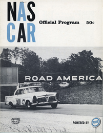Cover of NASCAR Official Program at Road America, 1956.